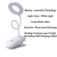 Load image into Gallery viewer, 500LM Eye Protect LED Desk Lamp Switch Sensor Control Table Light USB Powered Stepless Dimmable Bendable Clip Study Lamps